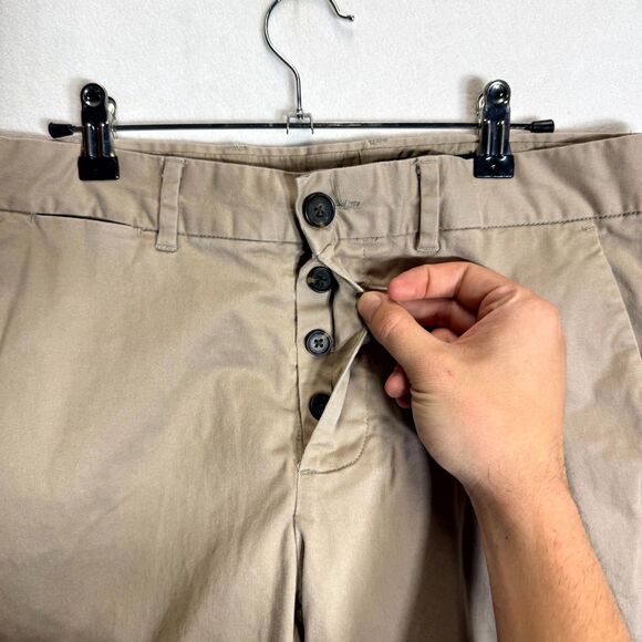 Allsaints Park Chino Pants Mens 32x29 Khaki Slim Straight Button Fly Preppy City - Picture 2 of 12